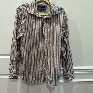 5/$10 Banana republic brown blue and red striped shirt size M